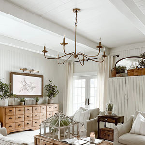 JYLIGHTING Lustre suspendu en <span class=keywords><strong>cuivre</strong></span> à 6 têtes de style américain, <span class=keywords><strong>luminaire</strong></span> moderne pour projet hôtelier, salon, salle à manger - Product Image 4