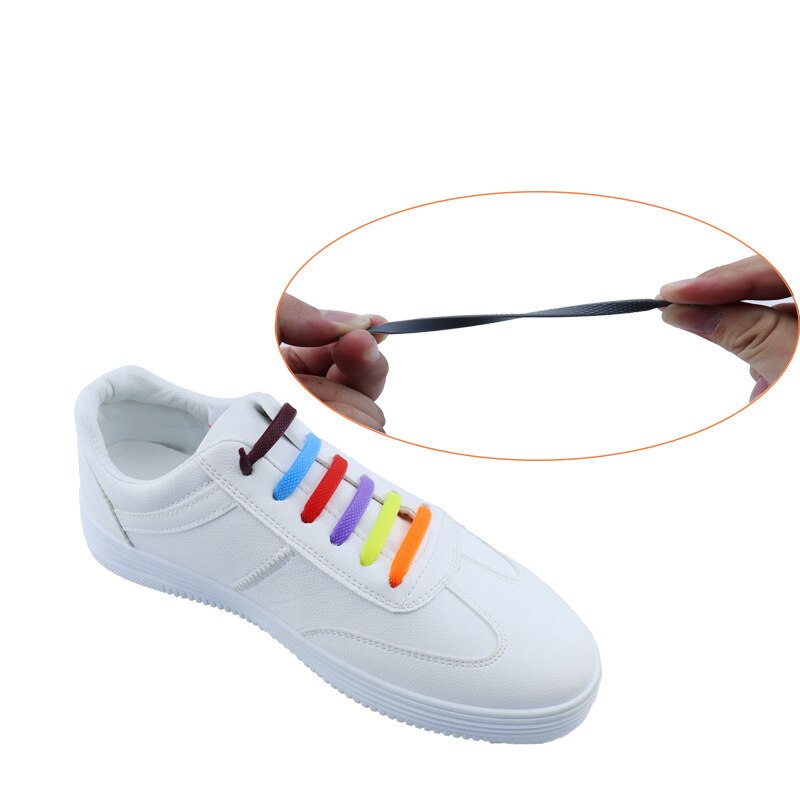 16pcs/set Silicone Elastic Shoelaces Creative No Tie Shoe Laces FASHION SHOES SHOW Quick Shoe Lace