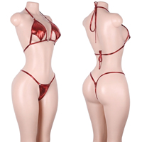 Ensemble de vêtements de danse exotique personnalisé avec logo, haut de bikini en métal ajouré deux pièces et string, pour danseuses de club, soirées et raves