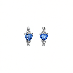 Orecchini romantici con zirconi a forma di cuore per donna, regalo di gioielli in lega azzurra - Product Image 1