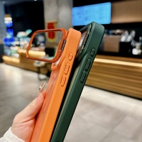 Coque de téléphone magnétique mate pour iPhone 17 Pro Max 17 Air 16 15 Pro Max 14 13 12 avec support invisible, protection antichoc, couleur orange