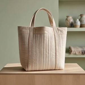 Sac fourre-tout pour femme en coton respirant, design bohème minimaliste, matelassé Kantha, fabriqué à la main par des artisans indiens, marque PER CLIENT BG-3013 - Product Image 3
