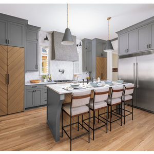 Allandgroup Nhà cung cấp Matte melanine ván ép sơn mài màu sắc tủ bếp cho ánh sáng màu xám tủ bếp nhỏ không gian phòng - Product Image 4