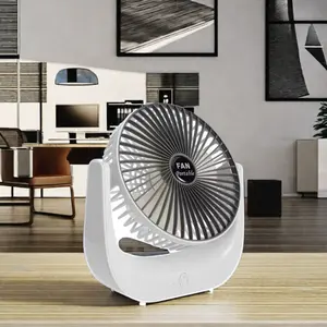 Ventilador de mesa recargable con batería de litio de 12V, fuente de energía eléctrica USB, Material plástico para hotel en casa, tres opciones de viento para uso en exteriores