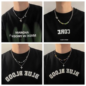Collana <span class=keywords><strong>con</strong></span> Croce e Perline per Uomo, Ciondolo di Lusso <span class=keywords><strong>con</strong></span> Zirconi, Accessori di Gioielleria Maschile - Product Image 2