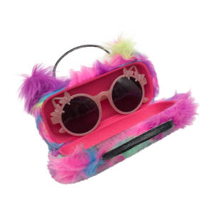 À la mode en peluche dessin animé chat coque rigide étui à <span class=keywords><strong>lunettes</strong></span> avec poignée boîte de rangement pour filles <span class=keywords><strong>lunettes</strong></span> <span class=keywords><strong>lunettes</strong></span> de protection pour enfants - Product Image 4