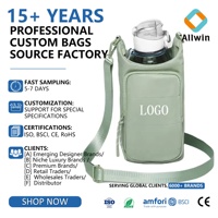 Sac de transport personnalisé en nylon pour bouteille d'eau, idéal pour le sport et les voyages, avec bandoulière croisée