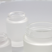 Emballage cosmétique de luxe avec logo personnalisé, 20, 30, 50, 100 g, oz, ml, pot en verre transparent givré pour crème pour les yeux, le visage et le corps, avec couvercle en plastique