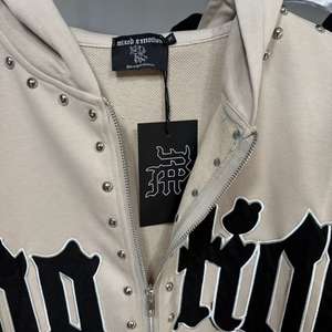 Chaqueta con cremallera de alta calidad, 100% algodón grueso, con estampado vintage de estilo urbano 'Mixed Emotions' y rotos, para hombre, tipo sudadera con capucha. - Product Image 6