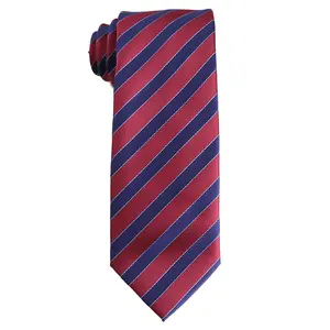 Cravate tendance en Polyester et rayée, vente en gros, accessoire pour hommes, cravates rouges, pour mariage, 2022