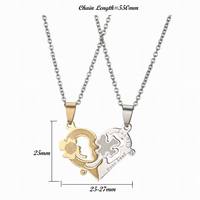 Collier pendentif pour couple de bonne qualité simple en acier inoxydable avec pendentif cœur trèfle, collier à épissure, cadeau pour la Saint-Valentin