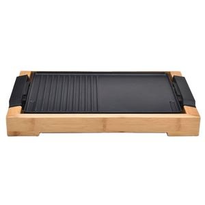 Plaque chauffante réversible coréenne de luxe pour boeuf frit Scalquid cuisinière en <span class=keywords><strong>fonte</strong></span> <span class=keywords><strong>Plancha</strong></span> électrique BBQ Grill Pan Mini noir personnalisé - Product Image 5