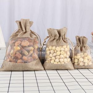 Multi Size Mesh Linen <b>Drawstring</b> Bag Transparent Design Cosmetic Gift Pouches Jewelry Storage Dust Bag Ready to Ship - Product Image 2