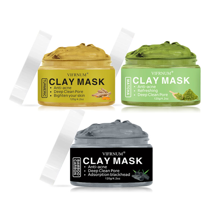 organic green black yellow vitamin c natural turmeric clay mask 120ml deep cleansing anti acne vegan charcoal mud facial mask