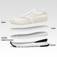 Tendance de la mode, baskets décontractées pour le skateboard, baskets épaisses augmentant la taille de 8 cm, baskets décontractées en cuir de vache pour femmes, antidérapantes, respirantes