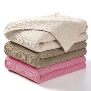 Serviette en crêpe tissée double couche Tissu froissé uni à séchage rapide pour l'emmaillotage du nouveau-né et le <span class=keywords><strong>coussin</strong></span> <span class=keywords><strong>de</strong></span> <span class=keywords><strong>bain</strong></span> enveloppant le bébé - Product Image 5