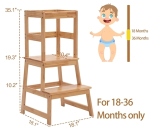 Adjustable Solid Wood Montessori Learning Tower Helper Kids <strong>Kitchen</strong> <strong>Step</strong> <strong>Stool</strong> with Safety Rail for Toddlers Other Children - Product Image 3