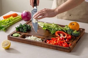 <span class=keywords><strong>Ensemble</strong></span> de planches à découper en bois de <span class=keywords><strong>teck</strong></span> pour la cuisine, planche à charcuterie, plateau de service, épaisse et solide, meilleur cadeau essentiel pour la cuisine - Product Image 2