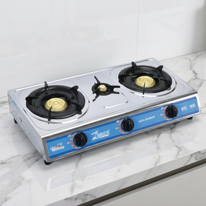 Table de cuisson à gaz 3 brûleurs, allumage électrique, acier inoxydable, commande par bouton, portable, sans prise requise, usage hôtelier et domestique - Product Image 2