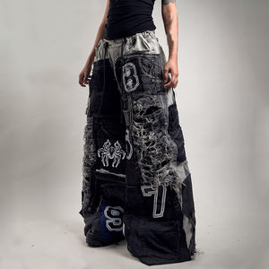 DIZNEW 2025 남성용 트렌디 한 빈티지 디자이너 청바지 매우 복잡한 패치 워크 스타일 여름 의류 세탁 첫 번째 선택 - Product Image 3