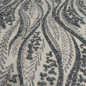 鸿龙精致钻石网眼水晶闪光亮片婚纱晚礼服蕾丝面料批发销售 - Product Image 2