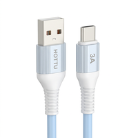 Kabel Pengisi Daya Tipe C Biru Muda USB-A ke Tipe-C 3A untuk Smartphone Tablet Power Bank Mobil Rumah Perjalanan