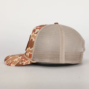 Gorra de malla de lona a rayas de 5 paneles de alta calidad, visera de rendimiento, pesca, sombrero de camioneros de moda, logotipo de parche bordado personalizado - Product Image 3