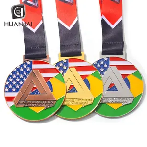 custom enamel logo National flag metal jiu jitsu gold united states medals