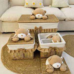 Set di cesti in tessuto salice resistente per bambini da 5 pezzi con fodere staccabili e Top in <span class=keywords><strong>peluche</strong></span> - Product Image 5