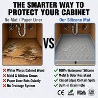 Nouveauté 2027, tapis de protection pour armoire en silicone 100% imperméable, sous l'évier, doublure pour armoire de cuisine, pour ustensiles de cuisine