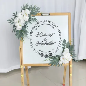 Kit di fiori per arco di nozze artificiale Boho Dusty Rose Blue Eucalyptus Garland drappeggi per decorazioni di nozze segno di benvenuto
