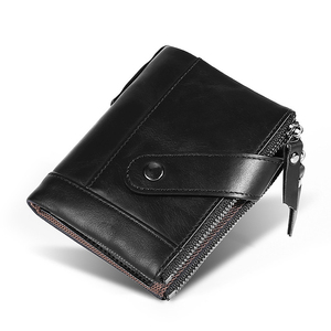Cowhide <strong>Zip</strong> <strong>Coin</strong> <strong>Pocket</strong> Bifold <strong>Wallets</strong> for <strong>Men</strong> Zipper Genuine <strong>Leather</strong> RFID Card Holders - Product Image 5