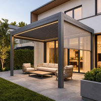 Pergola en aluminium avec toit à lames orientables, ouverture électrique, pour jardin et terrasse, étanche, moteur silencieux