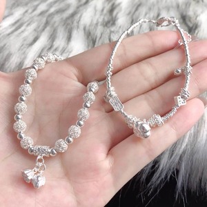 Bracelet de perles rondes en argent pur S999 pour femmes, bijoux faits à la main de style chinois, à porter au quotidien - Product Image 4