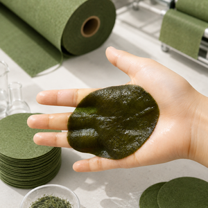 Y592 Lingette sèche en coton de fibres végétales biodégradables, apaisante et antibactérienne, à base de fibres d'algues vertes naturelles, pour soins des peaux sensibles - Product Image 1