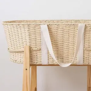 Natural Rattan Moses Basket Paper Sleeping Bed Twine Moses Basket