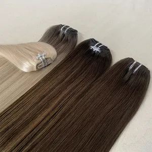 Fangcun air Extensions Cuticle Aligned Virgin Hair Wholesale 100% Raw European Straight Wave Clip In Hair Extensions