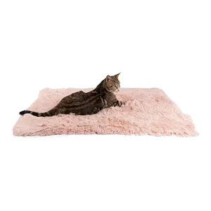 Manufacturer Handmade Soft Pink Plush Rectangle Blanket Dog Giant Bed Pet Mat Reversible Washable Large Size Dog Cushion