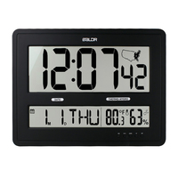 Vente en gros grande qualité LCD alarme Jumbo heure radiocommande horloges monté thermomètre hygromètre humidité électrique numérique horloge murale personnalisée