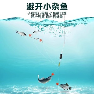 Juego de anzuelos dobles con funda corta para pesca en aguas abiertas, 20 cm, funda dorada, para dentada, carpa cruciana, lagos, estanques y ríos. - Product Image 1