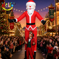 Costume de poupée gonflable géante de Père Noël, contrôlé par une tige, pour défilé de Noël