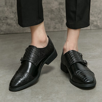Mocassins pour hommes en cuir d'alligator anglais avec boucle métallique, antidérapants, respirants, imperméables, pour le bureau, les mariages et les occasions habillées
