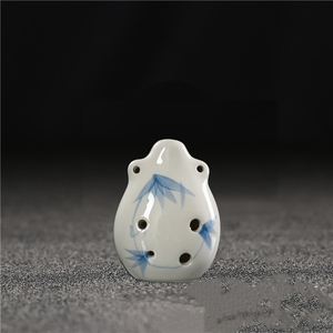Ocarina chinoise en porcelaine blanche à 6 trous, style collier, instrument de musique folklorique, cadeau souvenir, vente en gros - Product Image 2