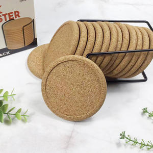 Ruanmu <b>Cork</b> <b>Coasters</b> Round Solid Color Heat Insulating Drinkware Set For Home Office Use - Product Image 1