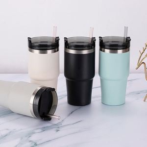 20oz Stainless Steel <b>Thermal</b> Travel Tumbler Vacuum Insulated Car <b>Mug</b> With Straw Reusable Coffee Water Drink Cup - Product Image 4