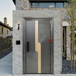 Ensemble Skyland Double porte d'entrée en bois de style français avec pivot en fer forgé en fibre de verre et acier - Product Image 5