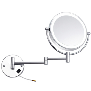 Khách sạn treo tường led chrome phòng tắm cạo gương 1x/10x độ phóng đại hardwired make up gương bán hàng trực tiếp nhà máy - Product Image 1