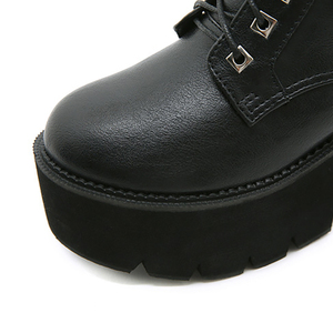 Bottines à lacets décontractées tendance 2024, style cow-boy, plateforme, talons hauts, <span class=keywords><strong>bottes</strong></span> noires - Product Image 3