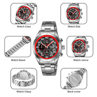 Nuevo Reloj Deportivo Multifunción de Cuarzo para Hombre, Diseño de Moda con Esfera Hueca y Puntero de Vidrio, Cronógrafo, Acero Inoxidable, Resistente al Agua