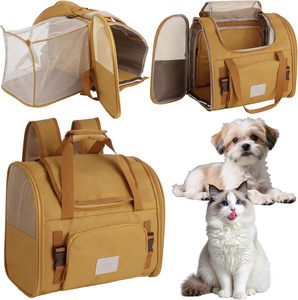 <b>Pet</b> <b>Backpack</b> <b>Carrier</b> for Small Dogs Puppies Breathable Collapsible Eco-friendly Polyester Zipper 10kg Capacity Fashion Portable - Product Image 6